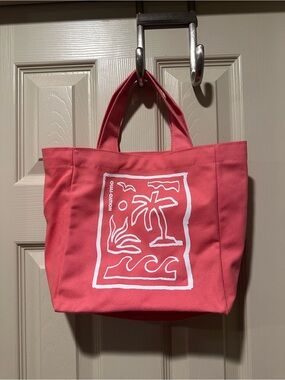 Quai Coral Canvas Tote Beach Bag with Tropical Print